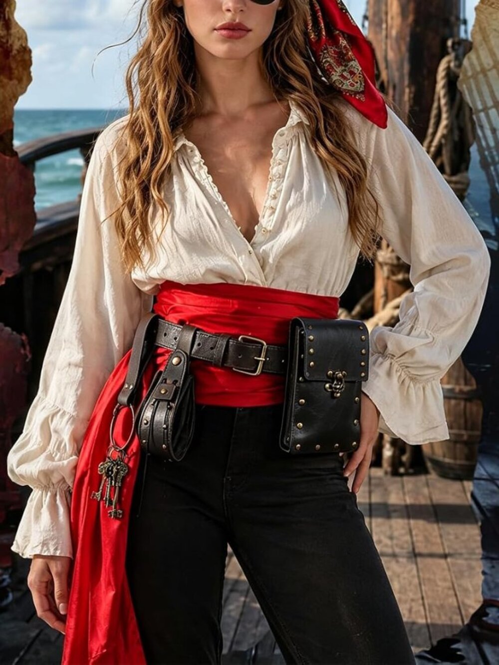 Renaissance Pirate Belt with Pouch Waist Bag